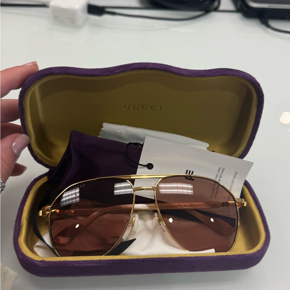 Brand new in box men’s Gucci Gold Aviator Sunglasses